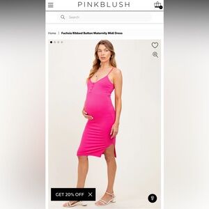 Pinkblush Ribbed Maternity Dress in Deep Pink